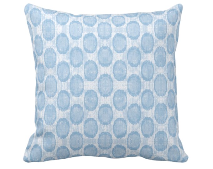 OUTDOOR Ikat Ovals Print Throw Pillow or Cover 16, 18, 20, 26" Sq Pillows/Covers, Sky Blue Geometric/Circles/Dots/Dot/Geo/Polka Pattern