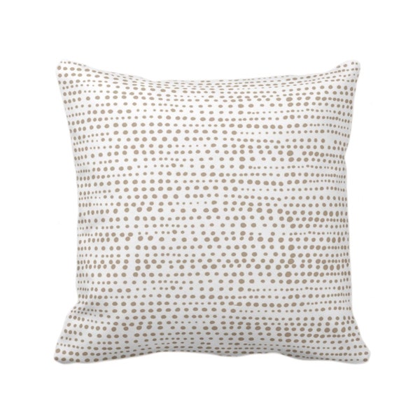 OUTDOOR Dot Line Throw Pillow or Cover, Taupe/White Print 16, 18, 20, 26" Sq Pillows/Covers Dots/Lines/Geometric/Geo/Modern/Farmhouse