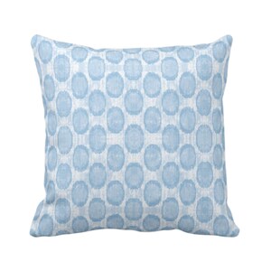 OUTDOOR Ikat Ovals Print Throw Pillow or Cover Square and Lumbar Pillows/Covers, Sky Blue Geometric/Circles/Dots/Dot/Geo/Polka Pattern