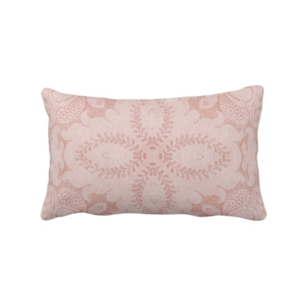 Nouveau Damask Throw Pillow or Cover, Pink Clay 12 x 20" Lumbar/Oblong Pillows/Covers Dusty Blush, Floral/Modern/Organic Print/Pattern