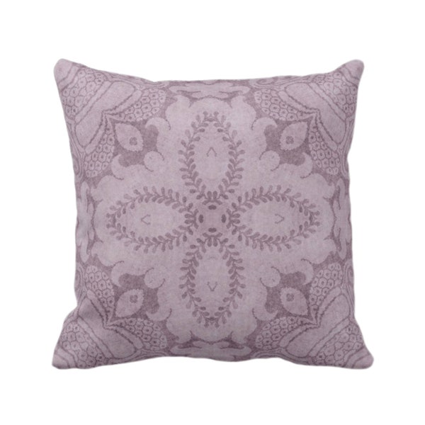 OUTDOOR Nouveau Damask Throw Pillow or Cover, Dusty Plum 14, 16, 18, 20, 26" Sq Pillows/Covers, Deep Purple Floral/Modern/Organic Print