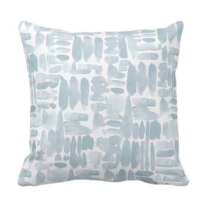 OUTDOOR Brush Strokes Throw Pillow or Cover, Mist Blue/Green 16, 18, 20, 26" Sq Pillows/Covers Watercolor/Hand-Painted/Modern/Abstract