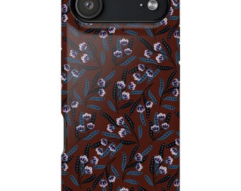 Burgundy Floral iPhone Case: Magsafe or Protective Cover