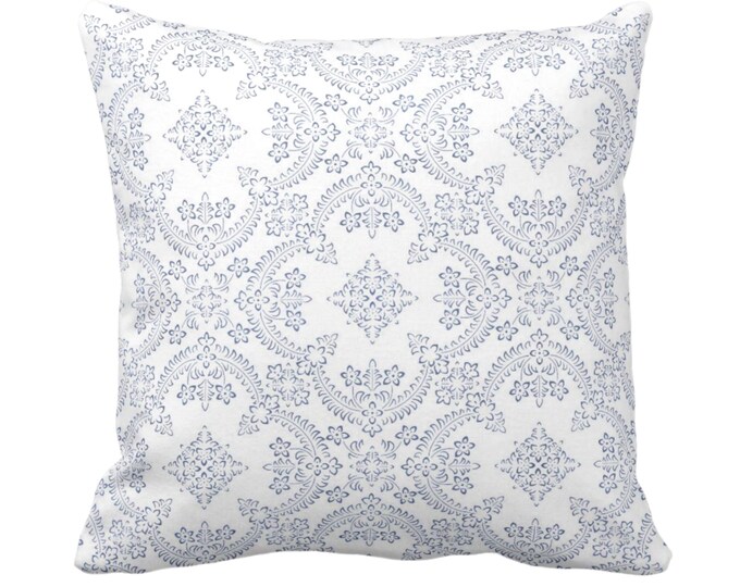 OUTDOOR Priano Print Throw Pillow/Cover, Navy/White 16, 18, 20, 26" Sq Pillows/Covers Dark Blue Floral/Tile/Trellis/Geo/Black