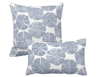 OUTDOOR Block Print Throw Pillow or Cover, Navy/Off-White Square or Lumbar Pillows/Covers Blue Blockprint/Batik/Boho/Geo Pattern