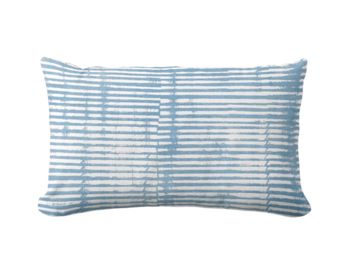 Broken Lines Abstract Throw Pillow/Cover, Pool Blue 12 x 20" Lumbar Pillows/Covers, Watercolor/Hand-Painted/Modern/Geometric/Stripes Print