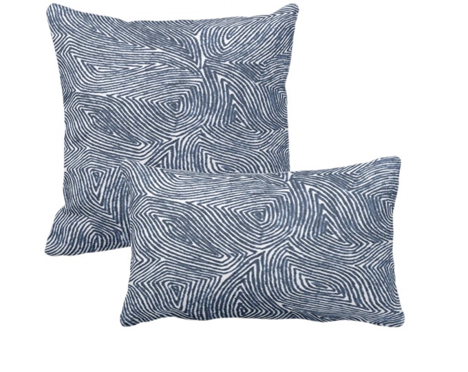 OUTDOOR Sulcata Geo Throw Pillow or Cover Navy & White Square and Lumbar Pillows/Covers Blue Abstract Geometric/Tribal/Lines/Wavy Print