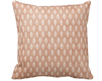 OUTDOOR Floral Block Print Pillow Cover, Water Repellent, Dusty Orange