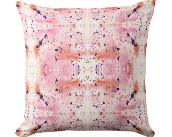 Watercolor Abstract Throw Pillow Cover, Pink Modern Print