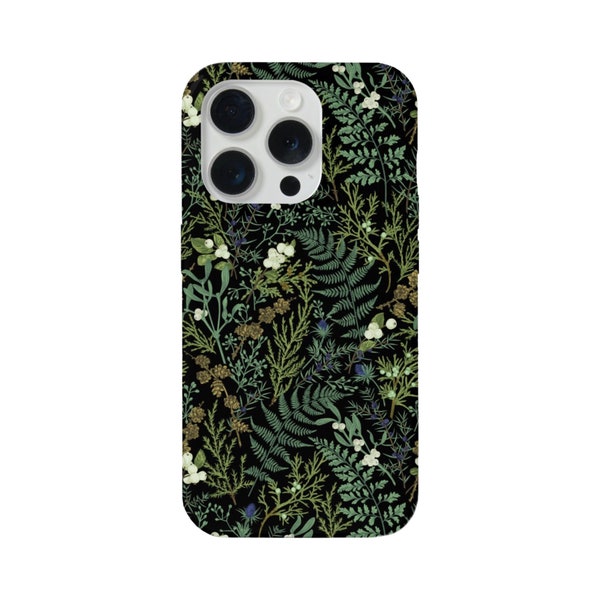 Forest Ferns iPhone 15, 14, 13, 12, 11 Pro/Max/P/Plus MAGSAFE, Snap Case or Tough Protective Cover, Dark Nature/Plant/Fern Print/Pattern