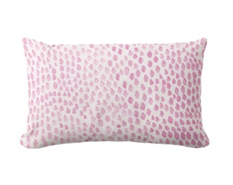 Ripple Abstract Throw Pillow/Cover, Pale Berry 12 x 20" Lumbar Pillows/Covers, Pink Watercolor/Hand-Painted/Modern/Geometric/Dashes Print