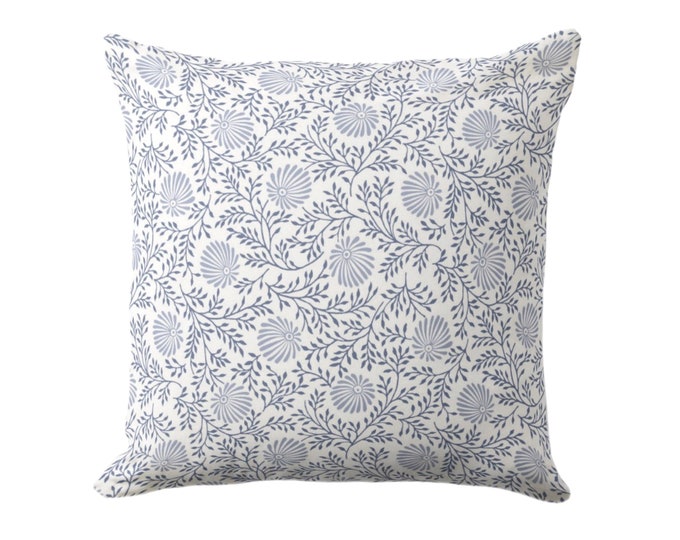 Block Print Chrysanthemum Throw Pillow or Cover, Blue/White 16, 18, 20, 22 or 26" Sq Pillows or Covers, Floral/Tribal/Batik/Flower Pattern