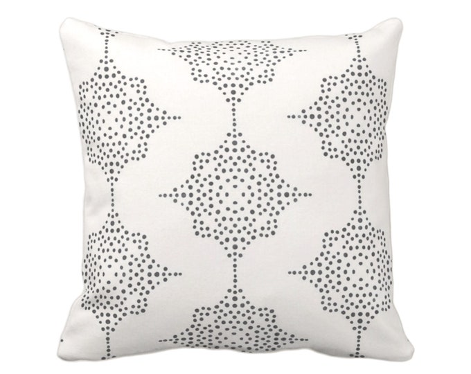 Block Print Stars Throw Pillow or Cover, Charcoal Gray & Ivory 16, 18, 20, 22, 26" Sq Pillows/Covers, Blockprint/Boho/Geometric/Star/Print