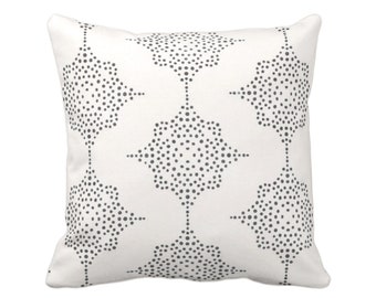 SALE - SET - OUTDOOR  Block Print Stars 18" Throw Pillow Covers. Charcoal Gray/Ivory, Blockprint/Boho/Geometric/Star/Geo