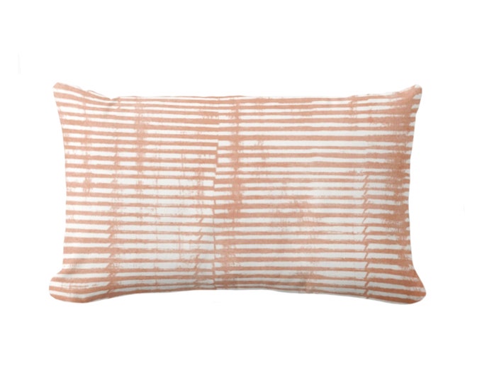 Broken Lines Abstract Throw Pillow/Cover, Cobbler 12 x 20" Lumbar Pillows/Covers, Dusty Peach Watercolor/Hand-Painted/Modern/Geo Print