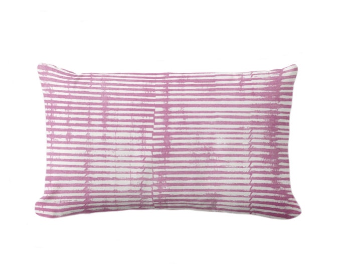 Broken Lines Abstract Throw Pillow/Cover, Orchid Pink 12 x 20" Lumbar Pillows/Covers, Watercolor/Hand-Painted/Modern/Geometric/Stripes Print
