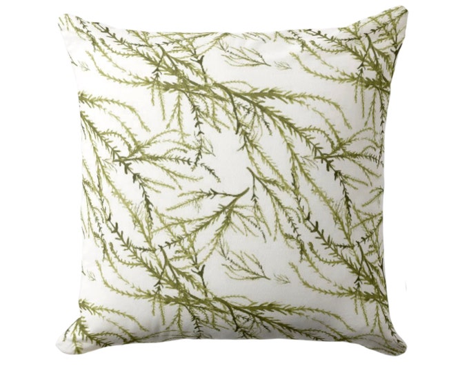 Watercolor Branches Throw Pillow or Cover, Moss/White 16, 18, 20, 22 or 26" Sq Pillows or Covers, Olive Green Modern/Botanical/Organic Print