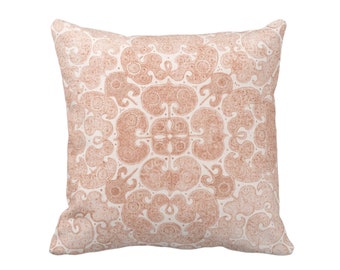 OUTDOOR Farrah Print Throw Pillow/Cover, Adobe 14, 16, 18, 20, 26" Sq Covers, Earthy Terracotta Floral/Modern/Organic/Medallion Design