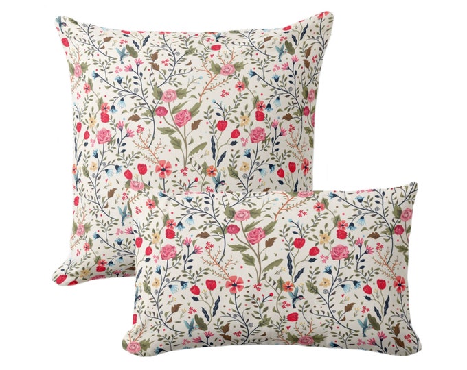 OUTDOOR Wildflower Floral Throw Pillow/Cover 14x20, 16, 18, 20, 26" Sq/Lumbar Pillow/Covers Colorful/Multicolored Farmhouse Floral Print