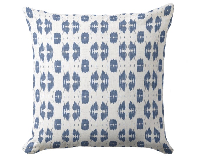 OUTDOOR Navy Indies Print Throw Pillow or Cover 16, 18, 20, 26" Sq Pillows/Covers, Blue/White Geometric/Diamonds/Diamond/Trellis/Geo/Ikat