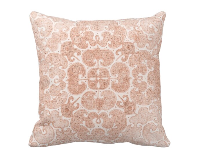 Farrah Print Throw Pillow or Cover, Adobe 16, 18, 20, 22, 26" Sq Pillows/Covers, Dusty Terracotta/Coral Floral/Medallion/Organic/Modern