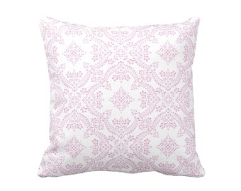 OUTDOOR Priano Print Throw Pillow Cover, Magenta/White 16, 18, 20, 26" Sq Pillows/Covers, Pink Floral/Geometric/Medallion/Trellis Pattern