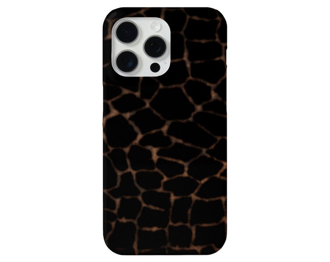 Abstract Animal Print iPhone 15, 14, 13, 12, 11, XS, XR Pro/Max/P/Plus MAGSAFE, Snap Case or Tough Protective Cover Dark Black/Brown Pattern