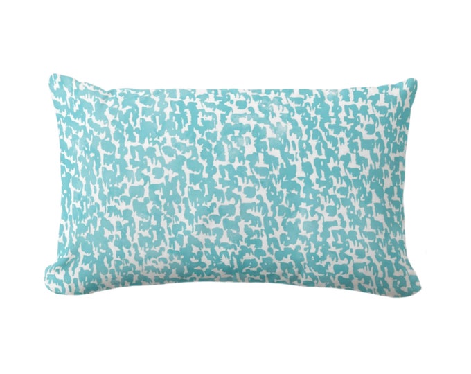 OUTDOOR Teal Speckled Print Throw Pillow or Cover 14 x 20" Lumbar Pillows/Covers Aqua/Turquoise Abstract/Marbled/Spots/Dots/Painted/Dashes