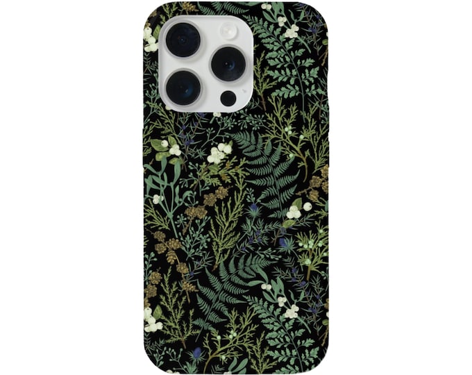 Forest Ferns iPhone 15, 14, 13, 12, 11 Pro/Max/P/Plus MAGSAFE, Snap Case or Tough Protective Cover, Dark Nature/Plant/Fern Print/Pattern