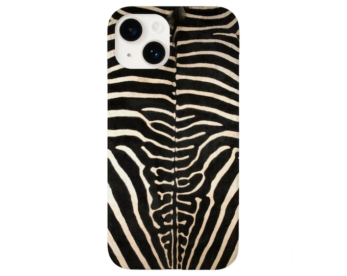 Zebra Hide iPhone 15, 14, 13, 12, 11, XS, XR Pro/Plus/Max/Mini Snap Case or Tough Protective Cover FAUX Stripe/Striped/Animal Print/Pattern