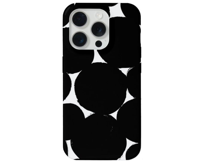 Big Dots iPhone 15, 14, 13, 12, 11 Pro/Max/P/Plus MAGSAFE/Snap Case/TOUGH Protective Cover, Black/White Modern Geometric/Geo/Graphic Print