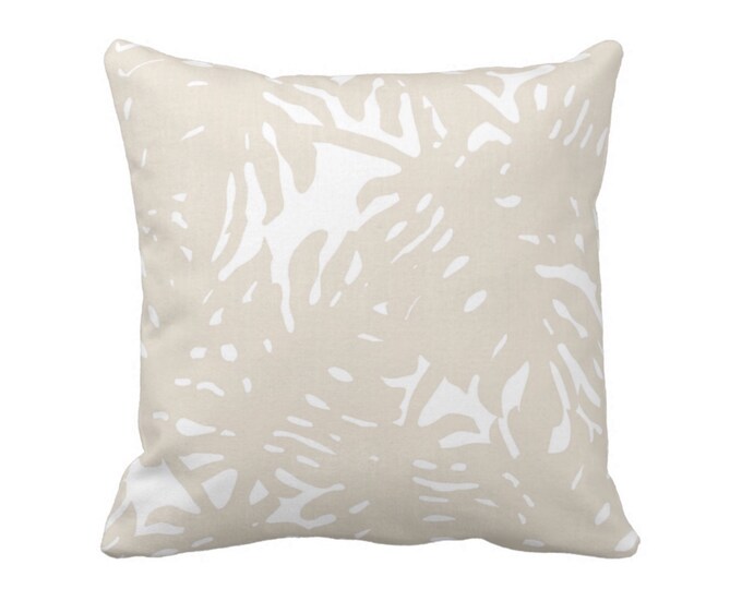 OUTDOOR Palm Silhouette Throw Pillow or Cover Sand/White 14, 16, 18, 20, 26" Sq Pillows/Covers Beige Tropical/Botanical/Leaves/Palms Print