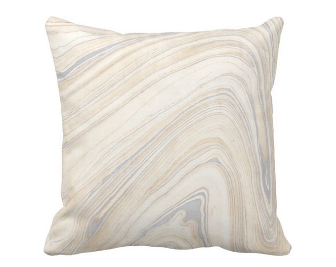 OUTDOOR Marble Print Throw Pillow or Cover, Beige/Gray 14, 16, 18, 20, 26" Sq Pillows/Covers Marbled/Abstract/Lines/Modern/Wave Pattern