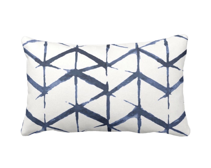 OUTDOOR Shadow Chevron Print Throw Pillow or Cover, Navy/White 14 x 20" Lumbar Pillows/Covers, Blue Geometric/Modern/Geo/Stripes