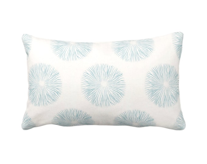 Sea Urchin Throw Pillow or Cover, Ivory/Seaglass 12 x 20" Lumbar Pillows/Covers, Off-White Blue/Green Abstract/Geometric/Geo/Modern Pattern