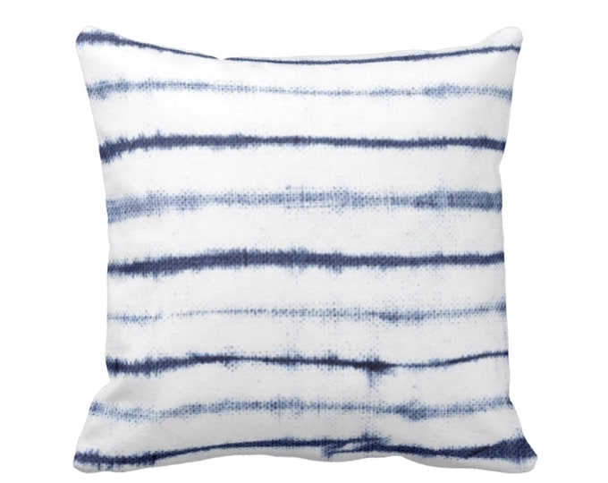 OUTDOOR Uneven Lines Throw Pillow or Cover, Indigo/White 16, 18, 20 or 26" Sq Pillows/Covers, Shibori/Stripe/Striped/Stripes Blue