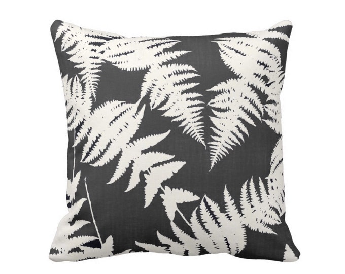 OUTDOOR Fern Silhouette Throw Pillow or Cover, Charcoal/Ivory 14, 16, 18, 20, 26" Sq Pillows/Covers, Leaf/Leaves/Modern/Botanical Print