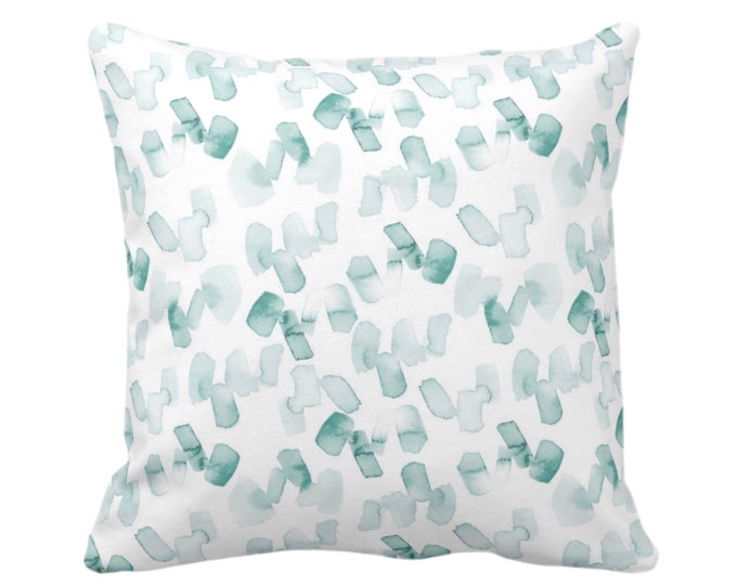 Watercolor Confetti Abstract Throw Pillow or Cover, Lagoon/White 16, 18, 20, 22, 26" Sq Pillows or Covers, Hand-Dyed Print, Dusty Blue/Green