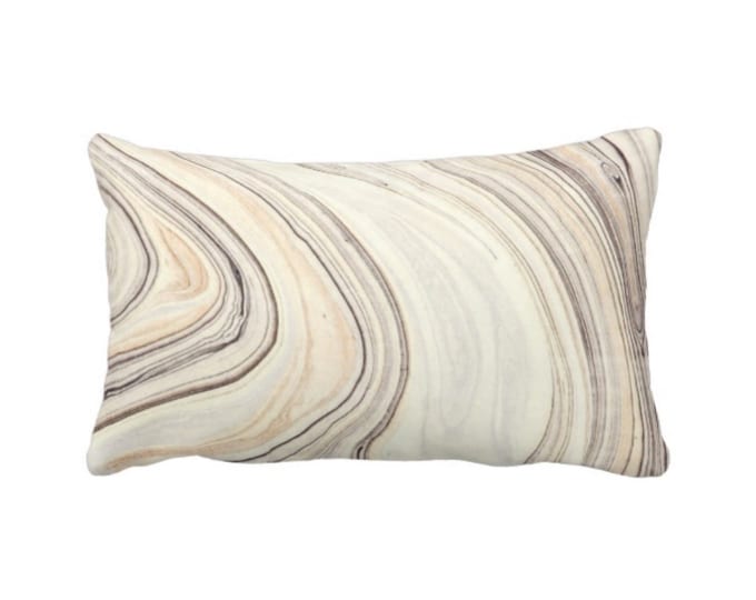 OUTDOOR Marble Print Throw Pillow or Cover, Taupe/Beige 14 x 20" Lumbar Pillows/Covers, Tan/Gray Modern/Abstract/Marbled/Wave Pattern