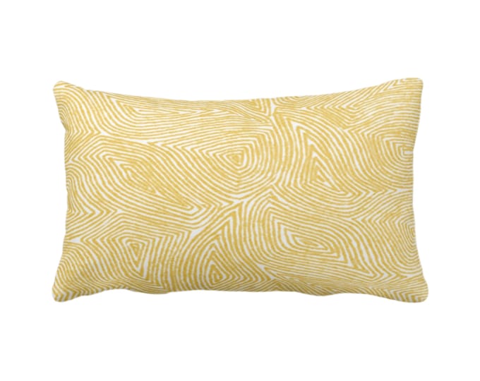 OUTDOOR Sulcata Geo Throw Pillow/Cover, Citron Yellow & White 14 x 20" Lumbar Pillows/Covers, Abstract Geometric/Lines/Waves Print/Pattern