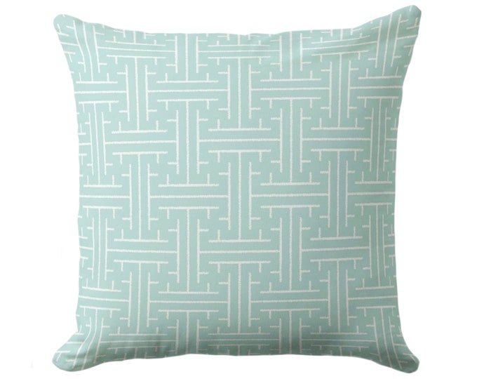 OUTDOOR Palm Beach Crosshatch Throw Pillow/Cover 16, 18, 20, 26" Sq Pillows/Covers, Aqua Blue/Green Modern/Geometric/Beach/Coastal Print