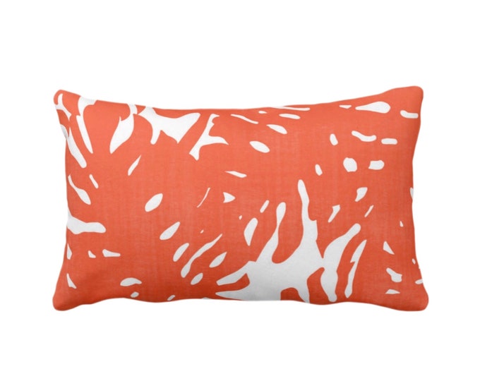 Palm Silhouette Throw Pillow or Cover Flame/White Print 12 x 20" Lumbar Pillows or Covers, Bright Orange/Red Tropical/Modern/Leaves Pattern