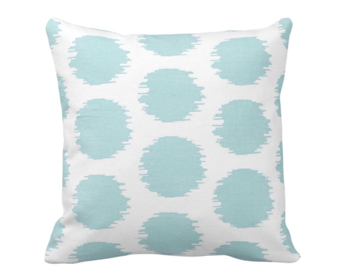 Ikat Dot Throw Pillow or Cover, Soft Teal/White 16, 18, 20, 22, 26" Sq Pillows/Covers, Light Blue/Green Dots/Spots/Circles/Art Print/Pattern