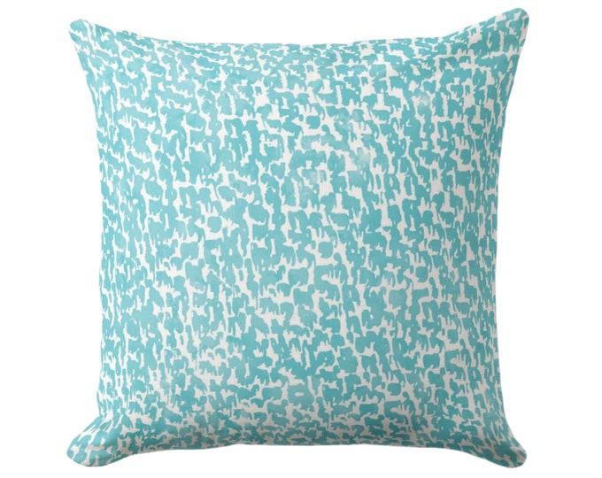 OUTDOOR Speckled Print, Teal/White Throw Pillow or Cover 14, 16, 18, 20, 26" Pillows/Covers, Bright Blue/Green Modern/Abstract/Geometric