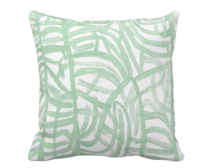 OUTDOOR Avant Throw Pillow/Cover, White/Celadon 14, 16, 18, 20, 26" Sq Pillows/Covers, Light Green Watercolor/Abstract/Modern/Ge Print