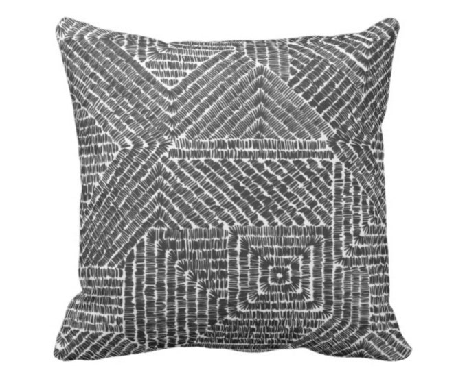 Tribal Geo Throw Pillow or Cover, Black & White 16, 18, 20, 22 or 26" Sq Pillows or Covers, Scratch Geometric/Tribal/Batik/Geo/Boho/Diamond