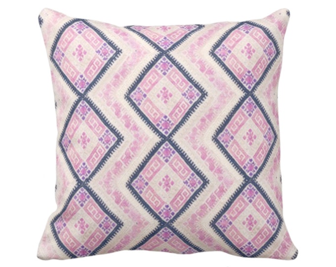 Chinese Wedding Blanket PRINTED Throw Pillow or Cover, Pink/Blue 18 or 22" Sq Pillows or Covers, Thai Embroidered, Pastel