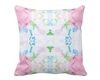 READY to SHIP - OUTDOOR Mirrored Watercolor Throw Pillow Cover 26" Sq Pillows/Covers Pink/Green/Blue Abstract Modern/Colorful Print