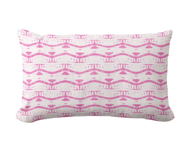 OUTDOOR Inez Stripe Throw Pillow or Cover, Bright Pink/White 14 x 20" Lumbar Pillows/Covers Fuchsia Ikat/Geometric/Dots/Stripe Print/Pattern