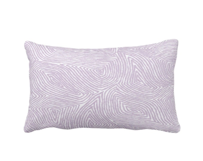 OUTDOOR Sulcata Geo Throw Pillow or Cover, Dusty Purple & White 14 x 20" Lumbar Pillows/Covers, Abstract Geometric/Lines/Waves Print/Pattern